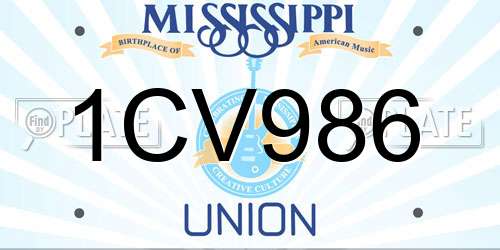1CV986 Mississippi License Plate