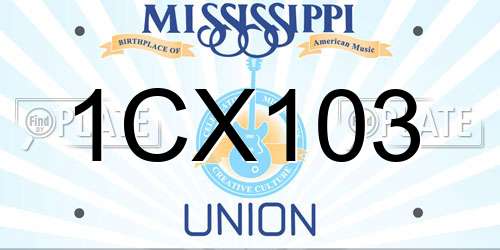 1CX103 Mississippi License Plate