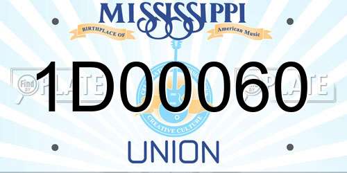 1D00060 Mississippi License Plate