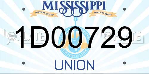 1D00729 Mississippi License Plate