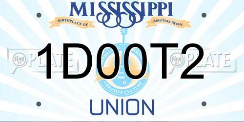 1D00T2 Mississippi License Plate