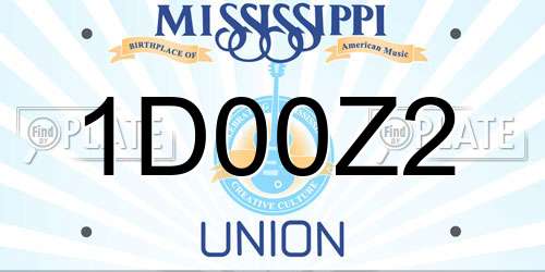 1D00Z2 Mississippi License Plate