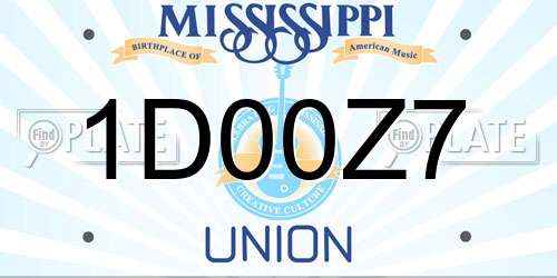 1D00Z7 Mississippi License Plate