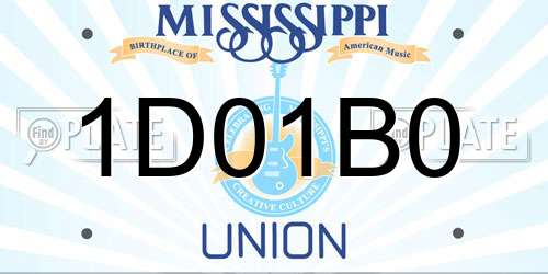 1D01B0 Mississippi License Plate