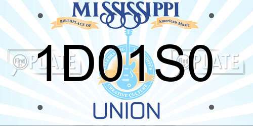 1D01S0 Mississippi License Plate