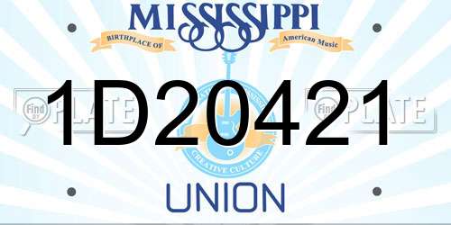 1D20421 Mississippi License Plate