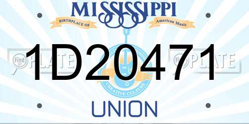 1D20471 Mississippi License Plate