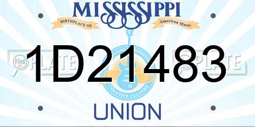 1D21483 Mississippi License Plate
