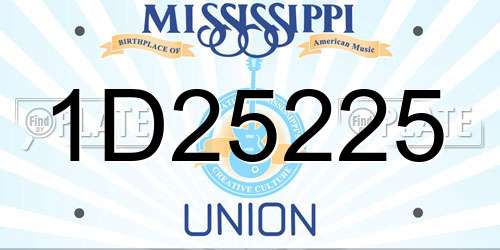 1D25225 Mississippi License Plate