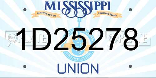 1D25278 Mississippi License Plate