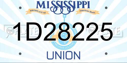 1D28225 Mississippi License Plate