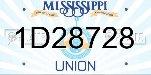 1D28728 Mississippi License Plate