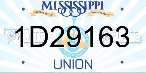 1D29163 Mississippi License Plate