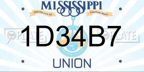 1D34B7 Mississippi License Plate