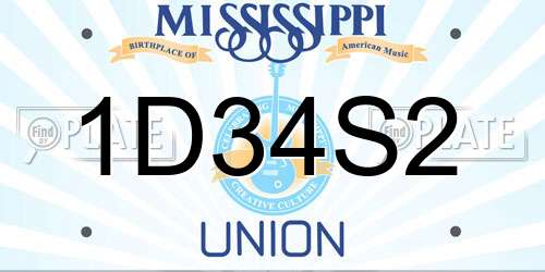 1D34S2 Mississippi License Plate