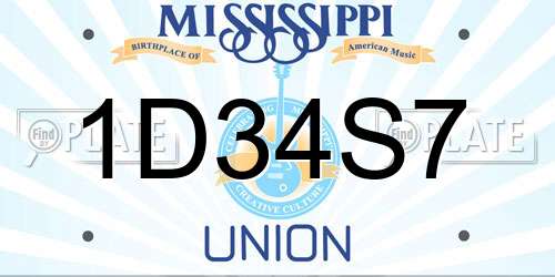 1D34S7 Mississippi License Plate