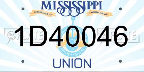 1D40046 Mississippi License Plate