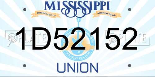 1D52152 Mississippi License Plate