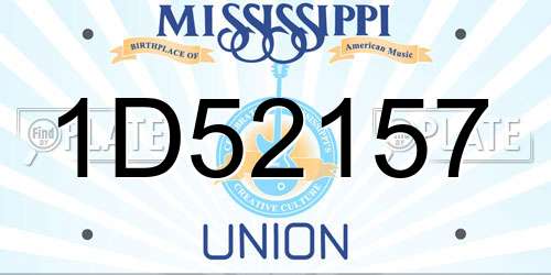 1D52157 Mississippi License Plate