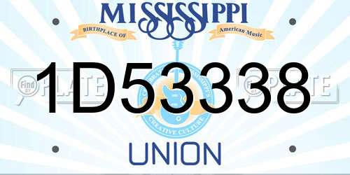 1D53338 Mississippi License Plate