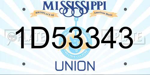 1D53343 Mississippi License Plate
