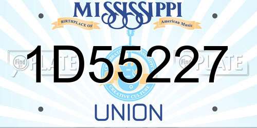 1D55227 Mississippi License Plate