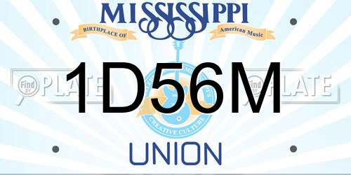 1D56M Mississippi License Plate