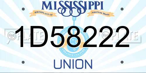 1D58222 Mississippi License Plate