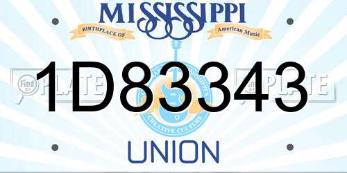 1D83343 Mississippi License Plate