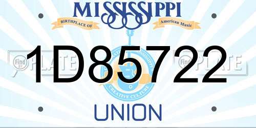 1D85722 Mississippi License Plate