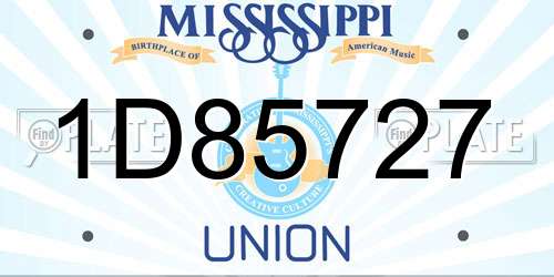 1D85727 Mississippi License Plate