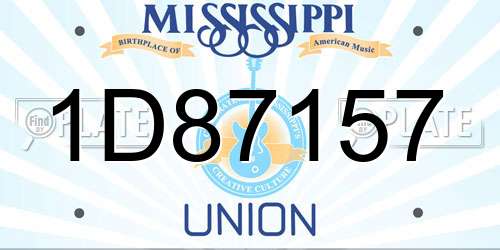 1D87157 Mississippi License Plate