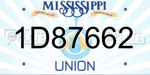 1D87662 Mississippi License Plate