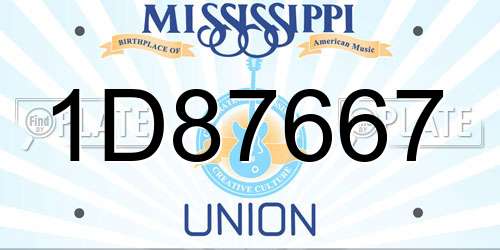 1D87667 Mississippi License Plate
