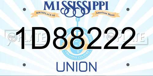 1D88222 Mississippi License Plate