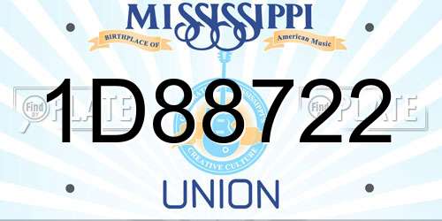 1D88722 Mississippi License Plate