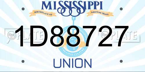 1D88727 Mississippi License Plate