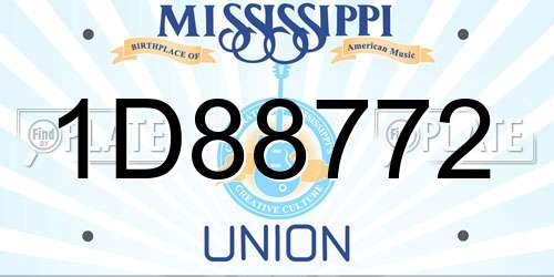 1D88772 Mississippi License Plate