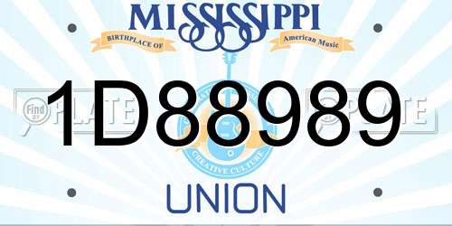 1D88989 Mississippi License Plate