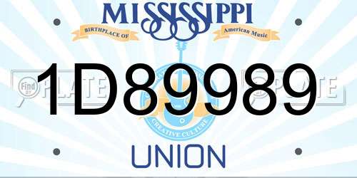 1D89989 Mississippi License Plate