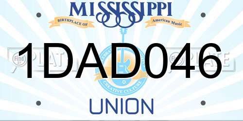 1DAD046 Mississippi License Plate