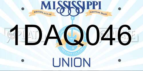 1DAQ046 Mississippi License Plate