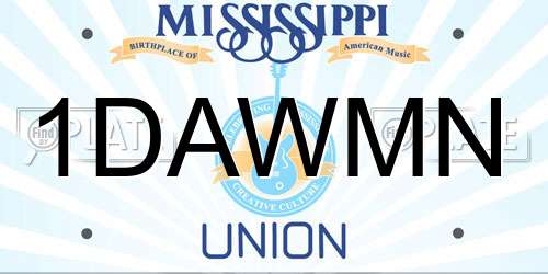 1DAWMN Mississippi License Plate