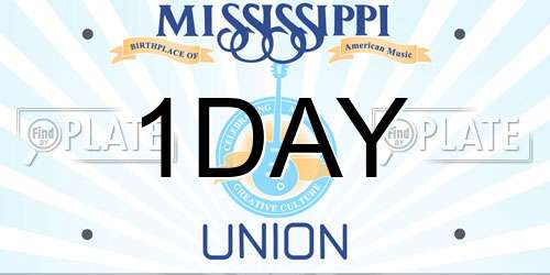 1DAY Mississippi License Plate