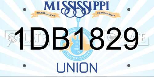 1DB1829 Mississippi License Plate