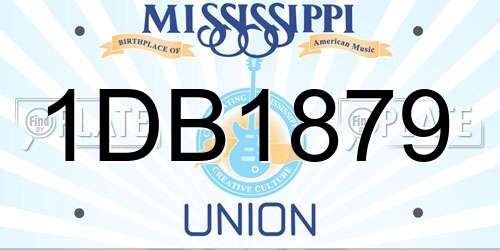 1DB1879 Mississippi License Plate