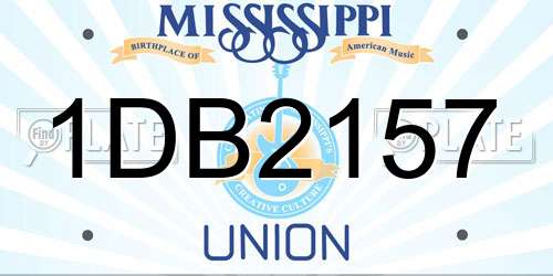 1DB2157 Mississippi License Plate