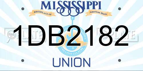 1DB2182 Mississippi License Plate
