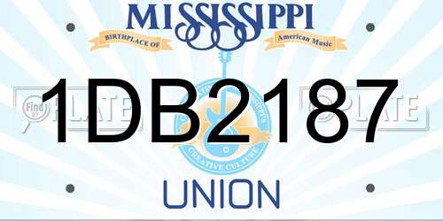 1DB2187 Mississippi License Plate