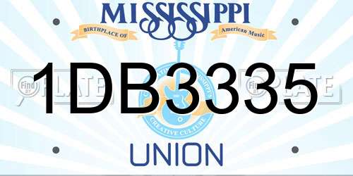 1DB3335 Mississippi License Plate